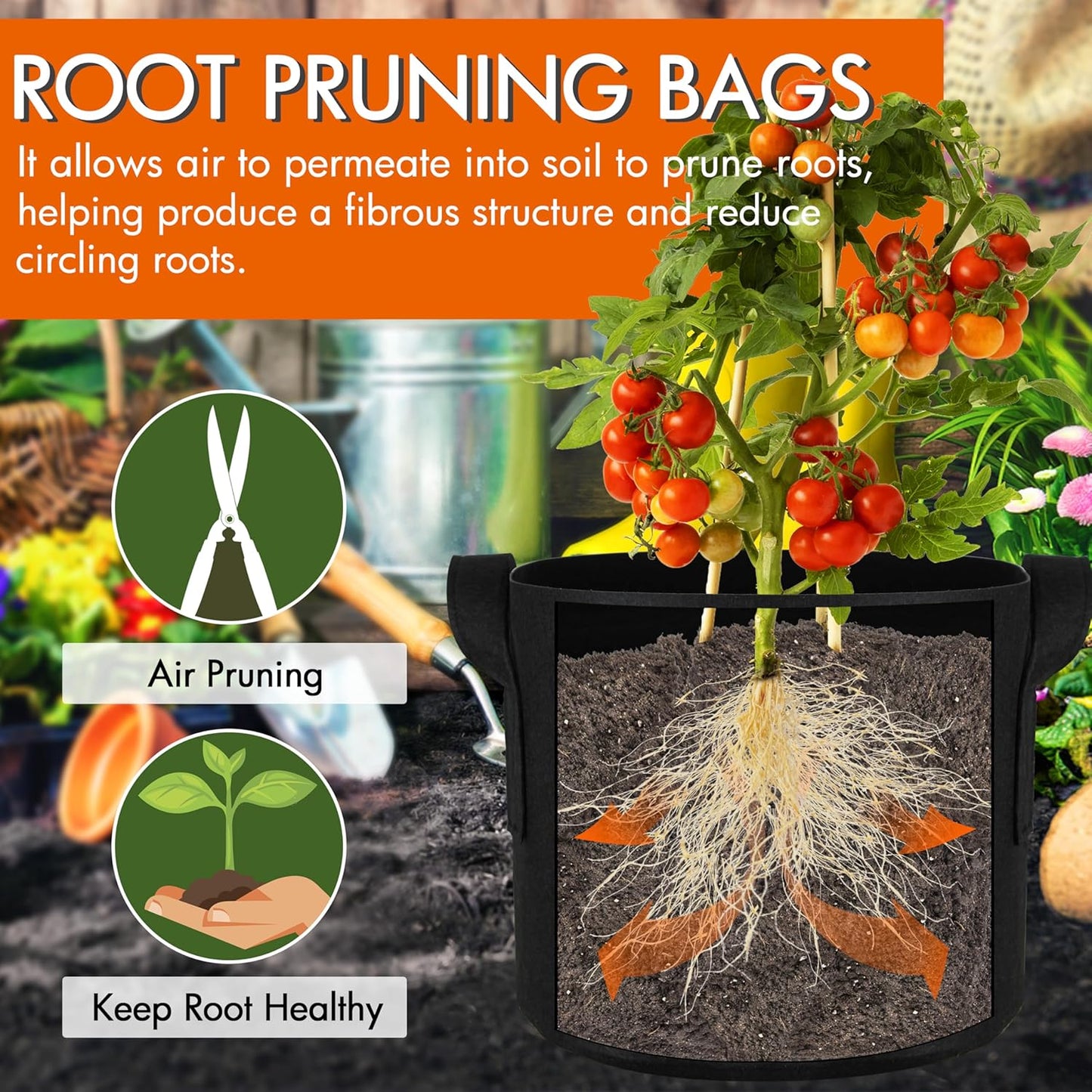 6 Pzas Bolsas Cultivo 1gal Telas Aireación con Asas
