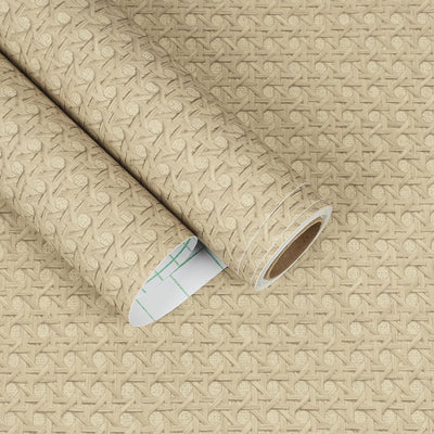 Papel tapiz ratán sintético marrón tostado 15.7x160pulg
