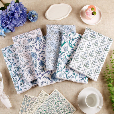 Paquete de 6 paños de cocina florales azules secado rápido suaves absorbentes decorativos