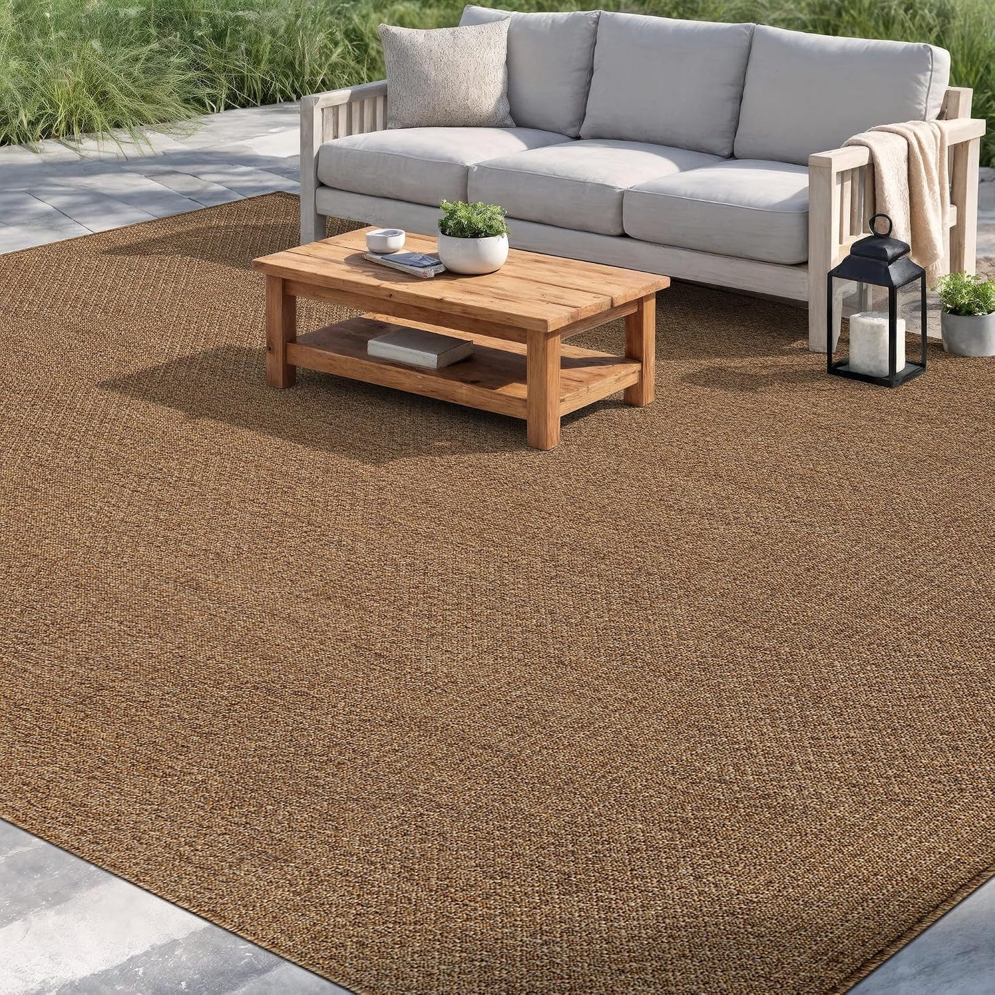 Alfombra tejido plano estilo yute 6.6x9ft color arena