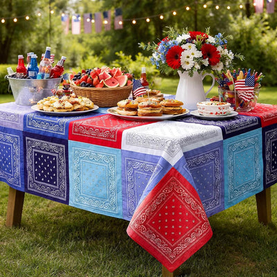 Mantel tipo bandana de cachemira Peryiter 24 unidades con cintas rojas, blancas y azules