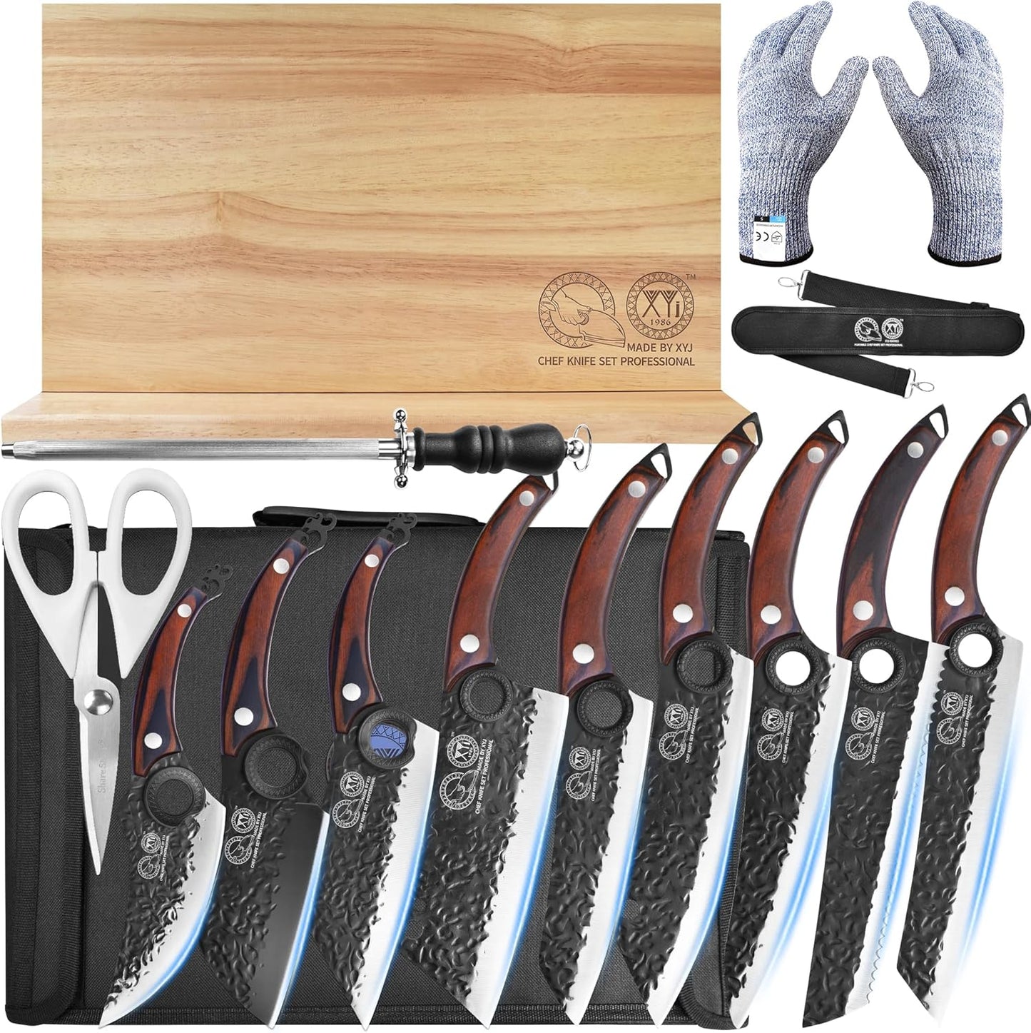 Set 9 Cuchillos Acero Alto Carbono Bloque Magnético