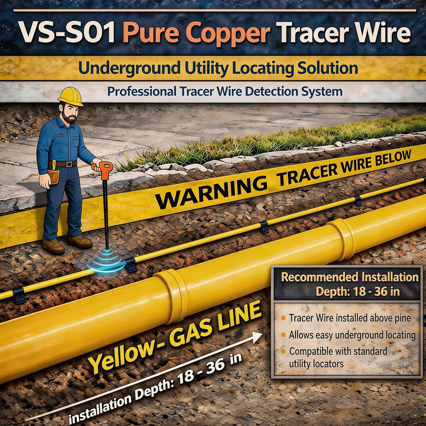 Cable trazador 14 AWG 100% cobre sólido resistente corrosión