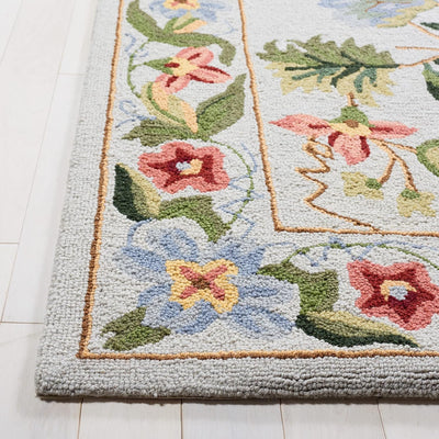 Alfombra sala dormitorio comedor 1'8"x2'6" lana hecha a mano gris