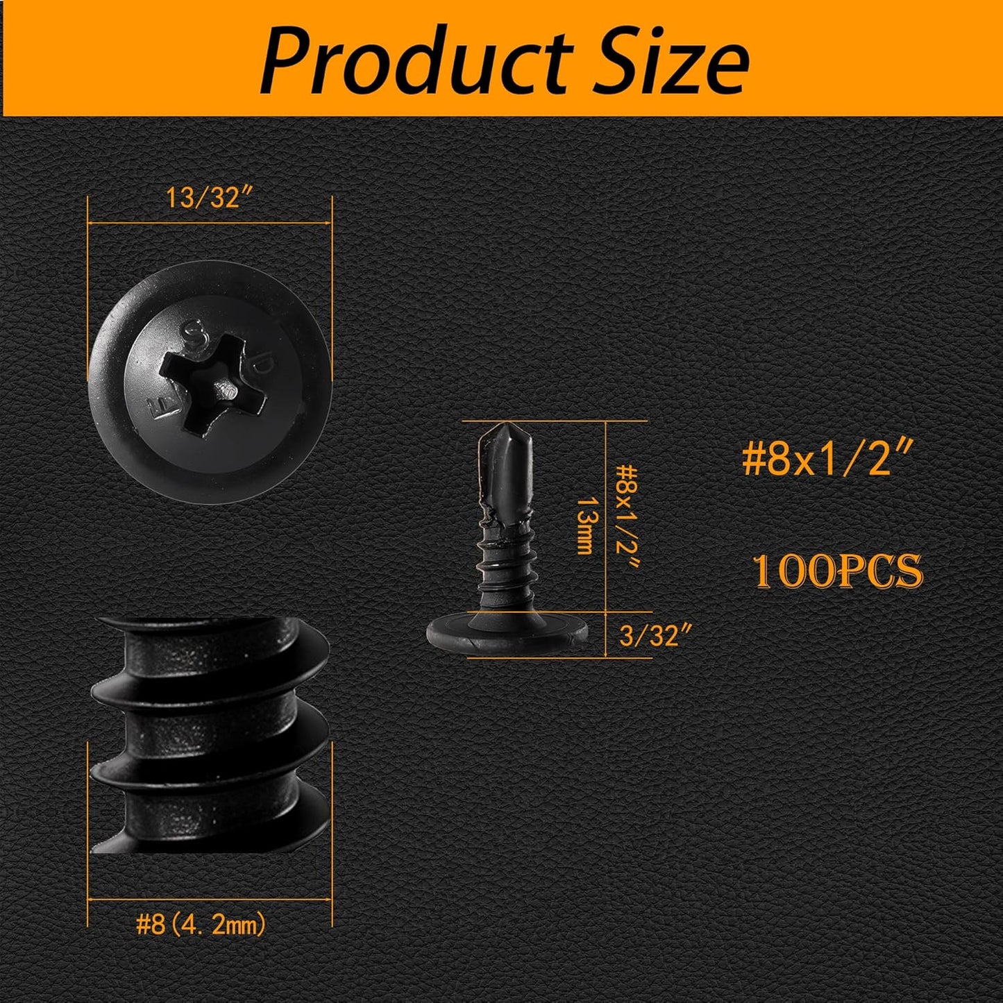 100 Pzas Tornillos Autoatascantes 8x1/2 para Metal