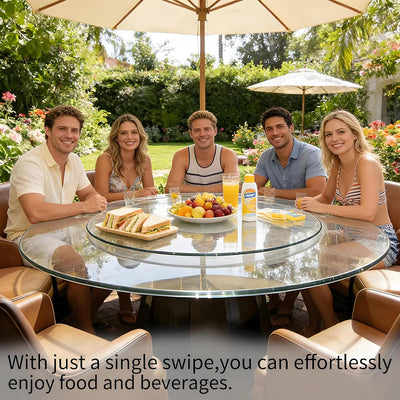 Lazy Susan Vidrio 40pulg Mesa Giratoria 6 Ruedas 360°