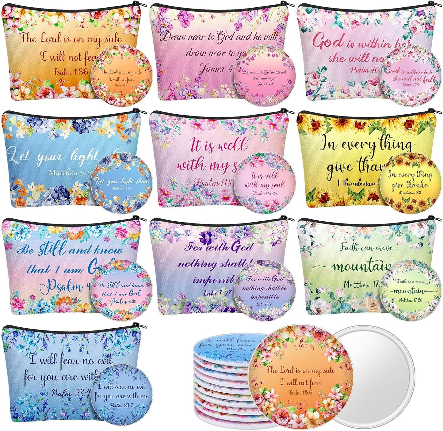 20 Pzas Bolsas Lona Religiosas con Versículos Bíblicos