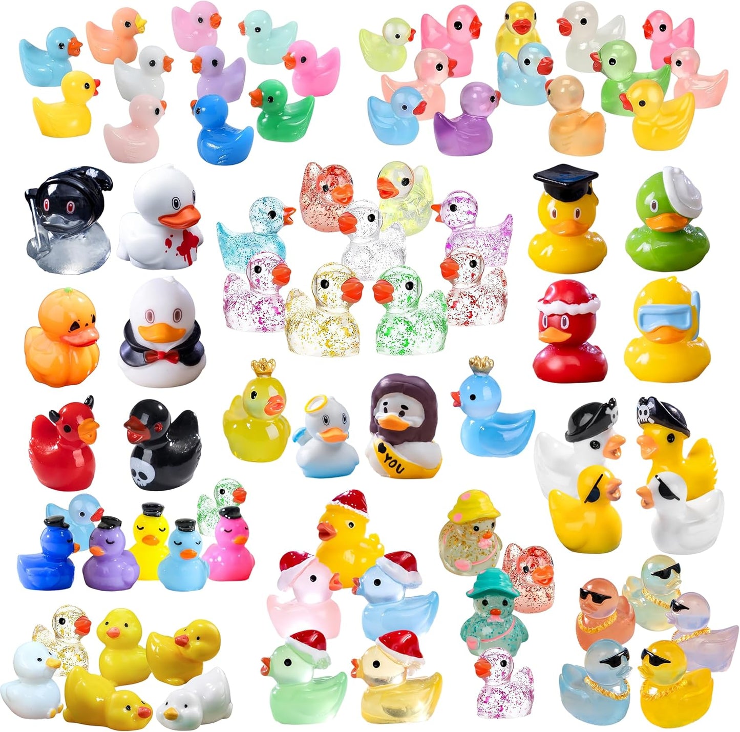 100 Pzas Patos Resina Multicolor Mini Figuras Jardín Bonsái
