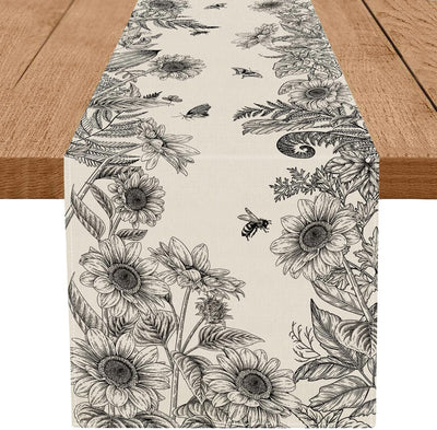 Camino de mesa vintage girasol para decoración de comedor y hogar