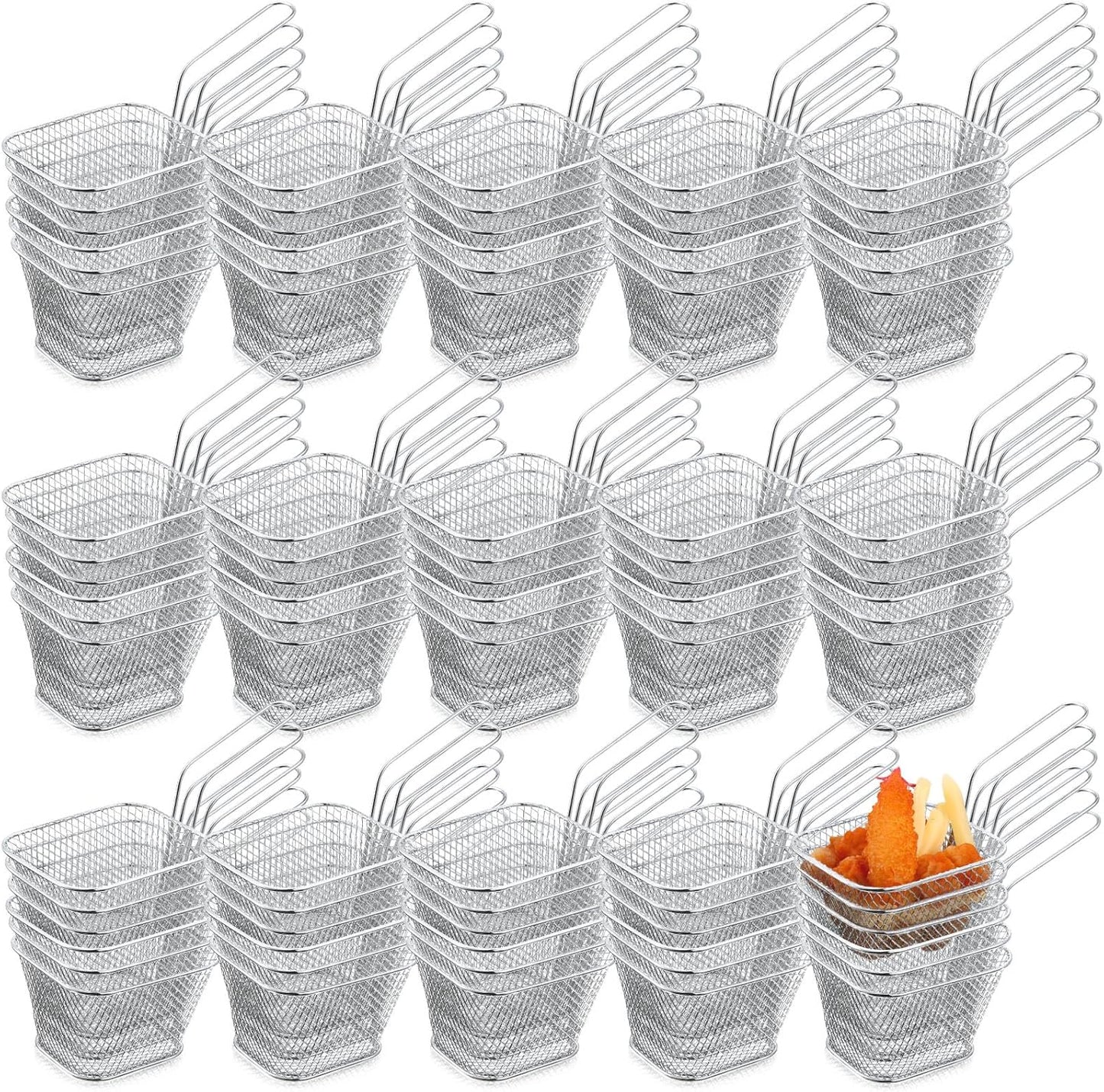 96 Cestas Acero Inox Cuadradas para Freidora Mesa Servir