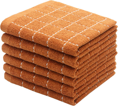 Set 6 Paños cocina algodón gofre absorbentes 12x12pulg naranja