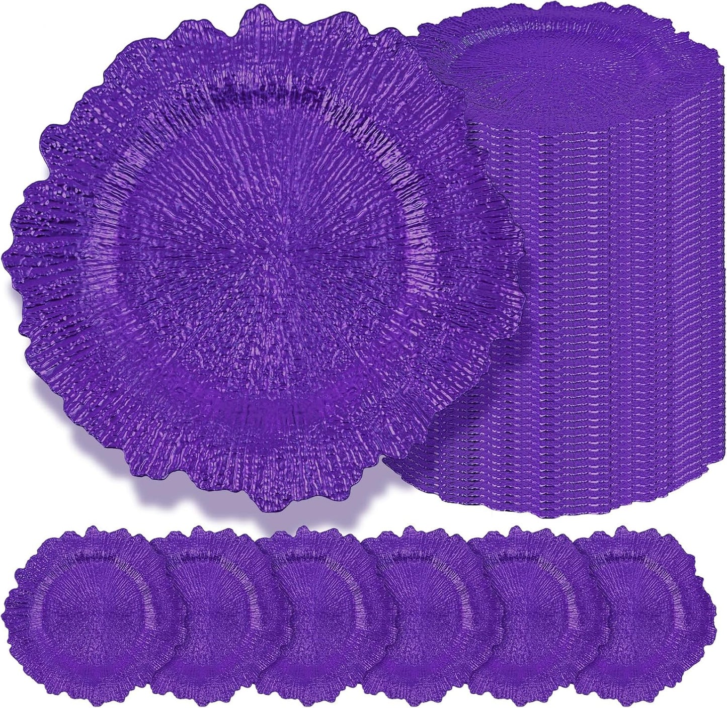 50 Platos Carga Morados 13pulg Redondos Decorativos