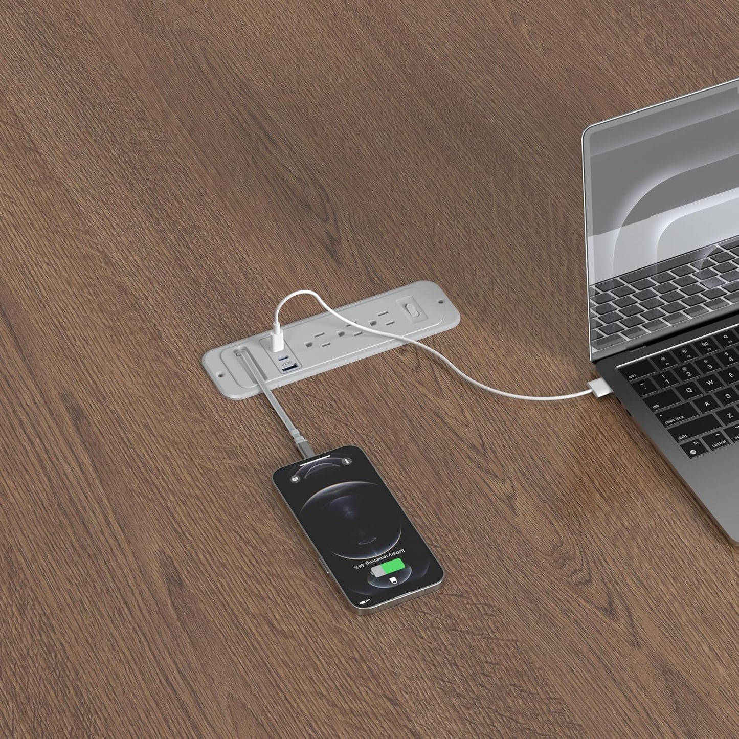 Regleta alimentación USB C retráctil 65 W salida oculta mesa