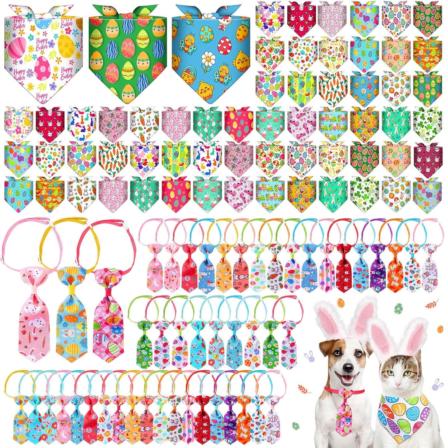 Set 108 bandanas perro primavera ajustables lavables