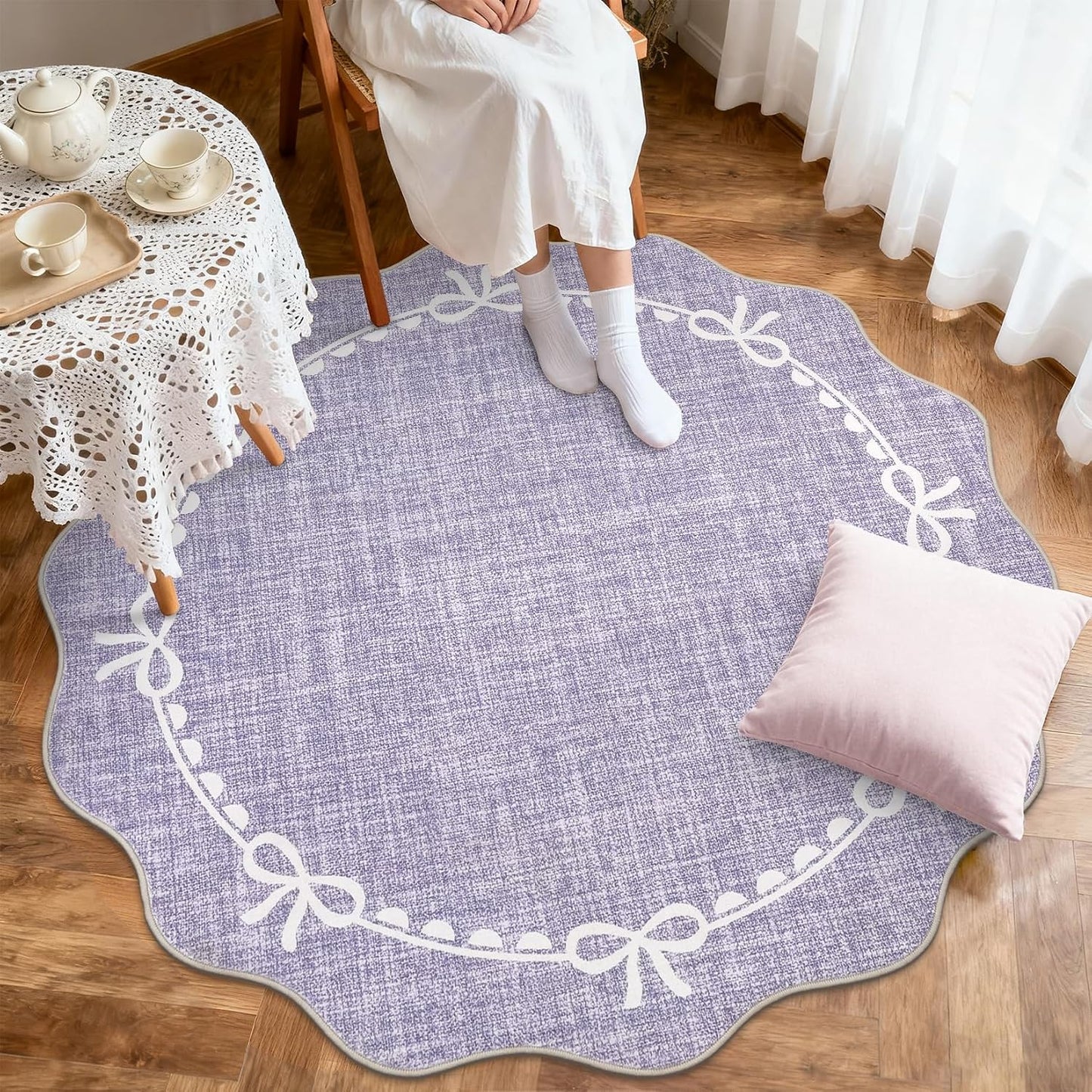 Alfombra redonda 5ft suave antideslizante color morado