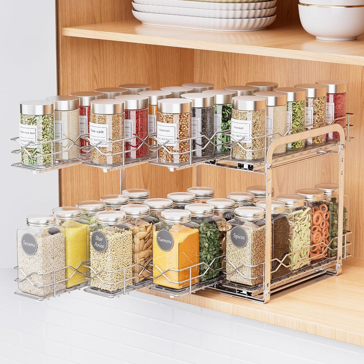 Organiz. especias metal 2 niveles vertical cocina
