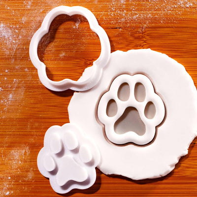 Juego de mini cortador de galletas con sellos realistas de patas de perro y gato