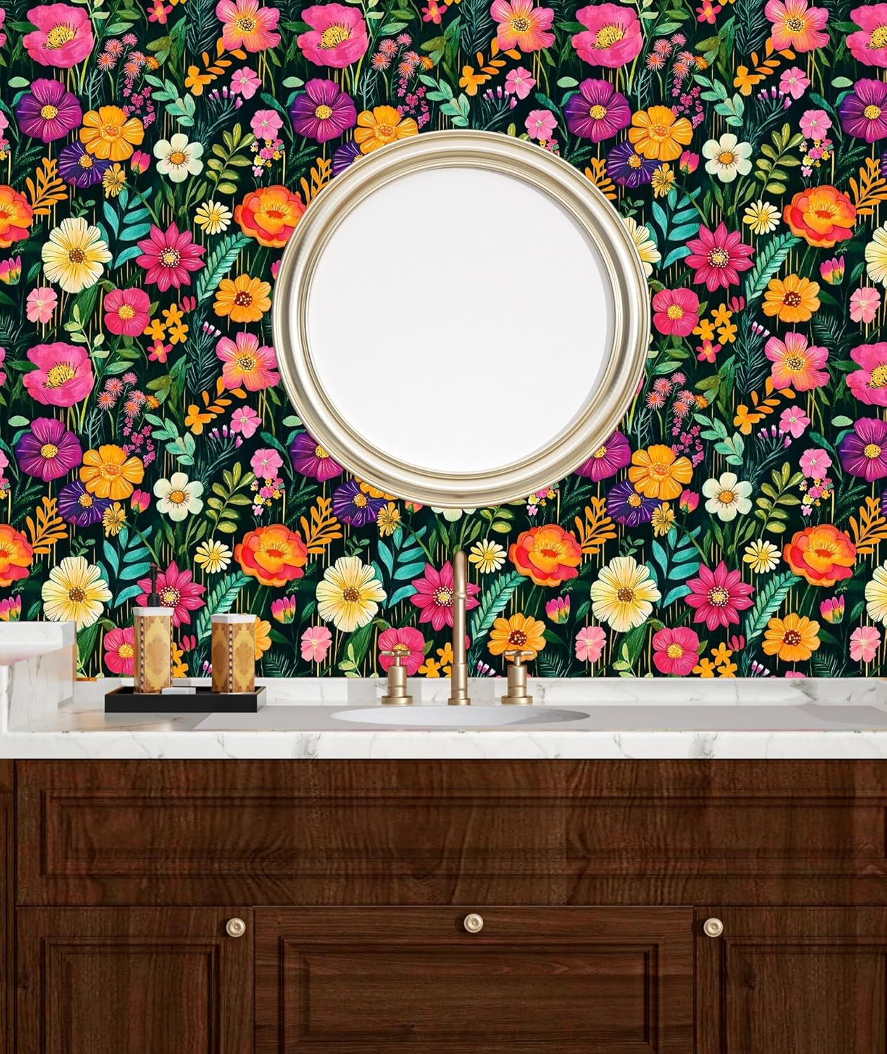 Papel tapiz acuarela pegable verde baño cocina