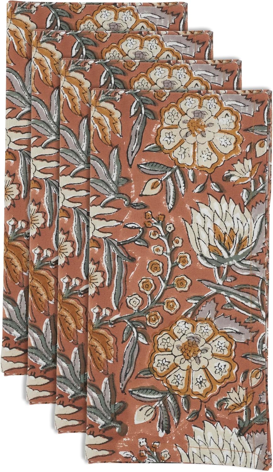 Set 4 Servilletas Algodón Estampado Floral 20x20pulg