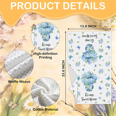 Toallas cocina florales primavera hogar hortensias azules