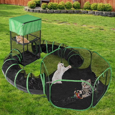 Carpa portátil para gatos con malla transpirable patio cerrado