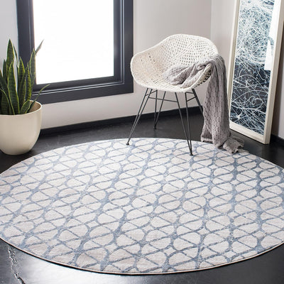 Alfombra redonda 8' gris azul no peluda para sala dormitorio
