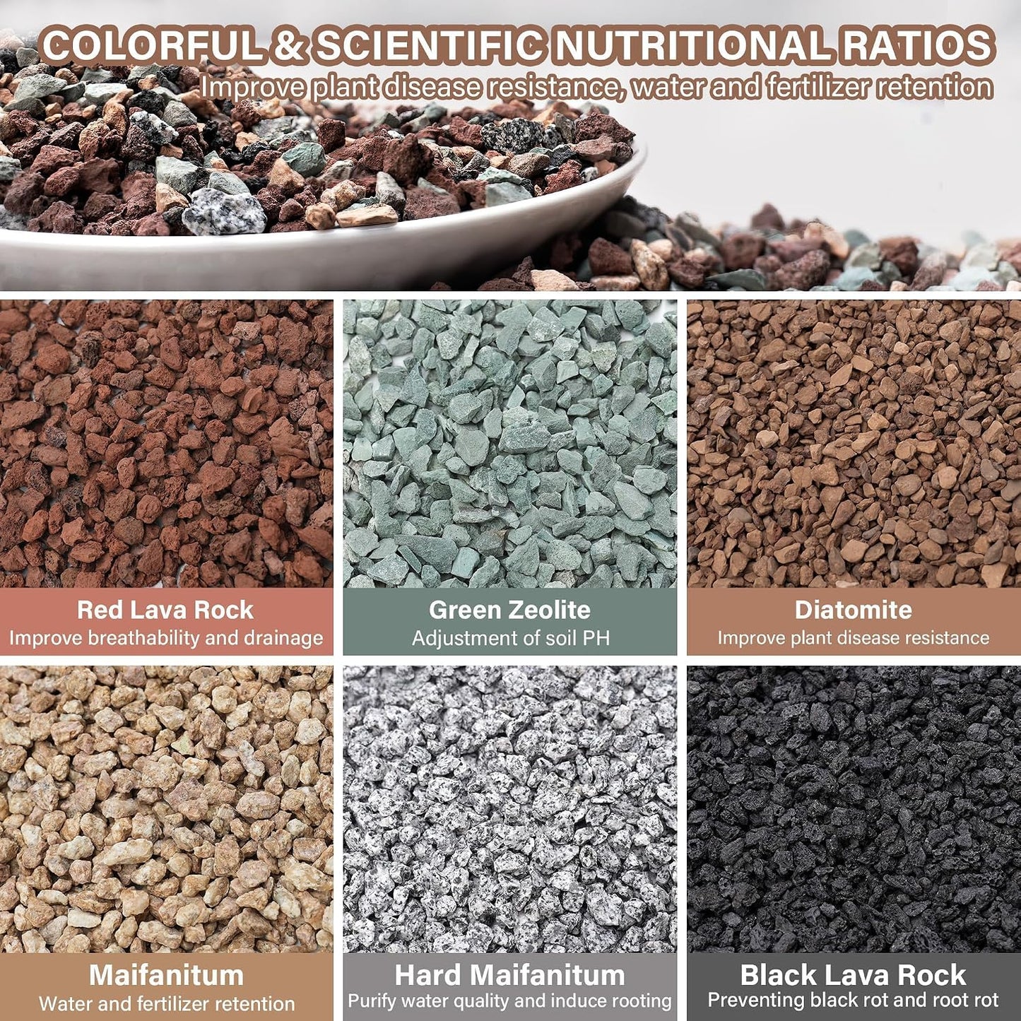 Rocas lava hortícolas 6lb coloridas para suculentas y cactus