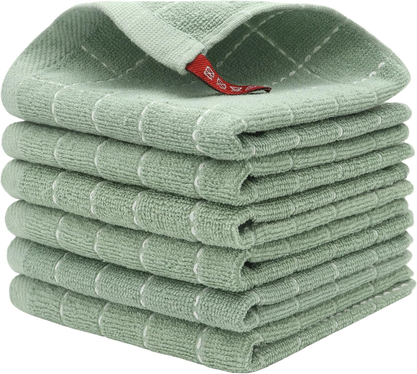 Paños de cocina de algodón absorbentes multiusos 12x12 pulgadas color verde claro