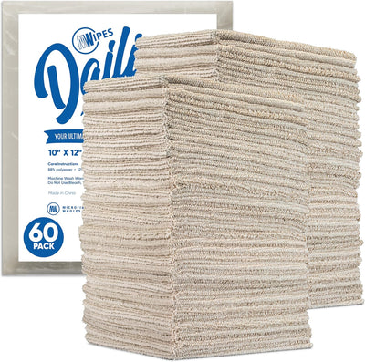 60 Pzas Paños Microfibra Beige 12x10pulg Reutilizables