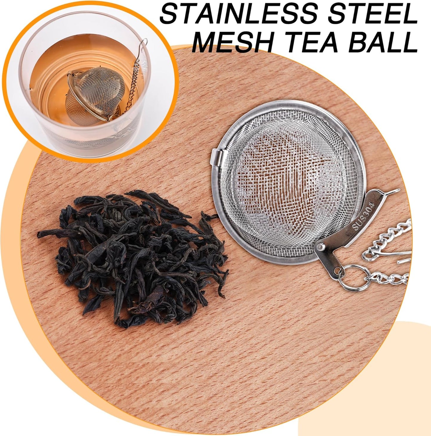 Paquete de 20 infusores de bolas de té de acero inoxidable con cadena