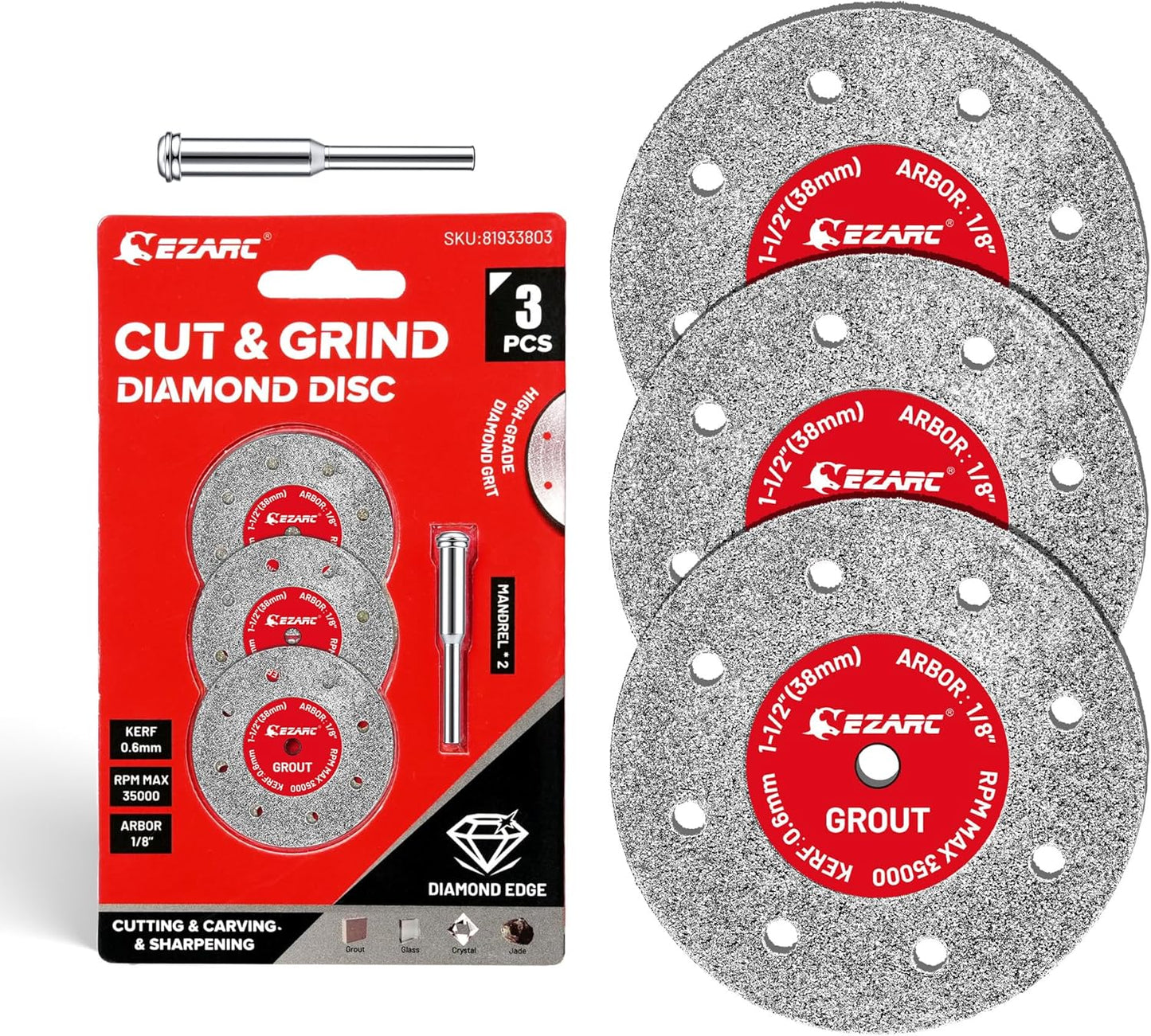 Rueda corte diamante 1.5x1/8pulg 0.024pulg set 3