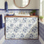 Falda baño floral azul autoadhesiva impermeable 55x32pulg
