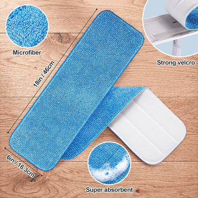 6 Pzas Almohadillas Microfibra 18x6pulg para Trapesina Azul