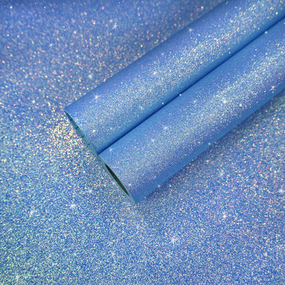 Papel tapiz holográfico azul iridiscente 15.7x236pulg autoadhesivo