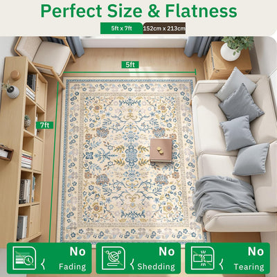 Alfombras 5x7 para sala dormitorio comedor antideslizante beige