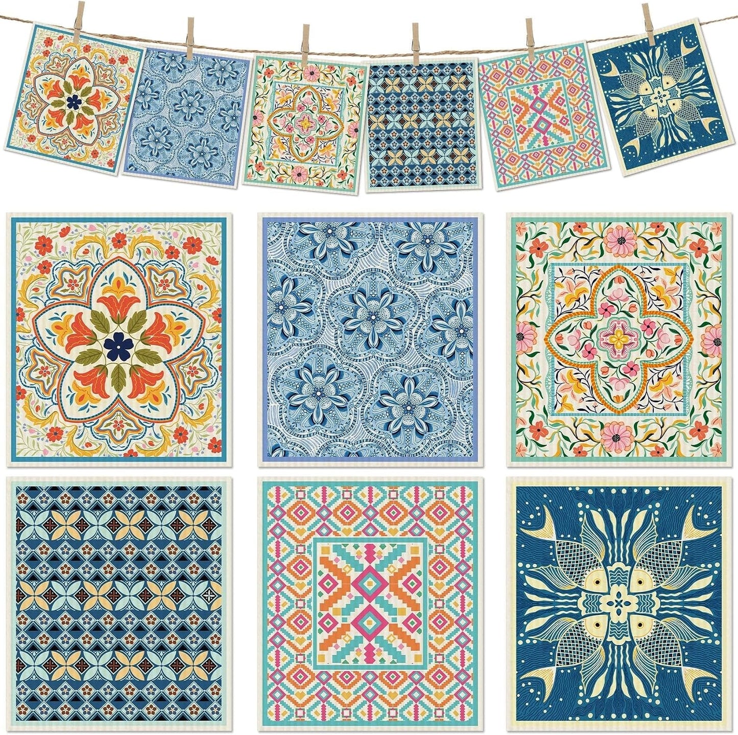 6 Pack Paños Suecos Lavables Absorbentes Cocina