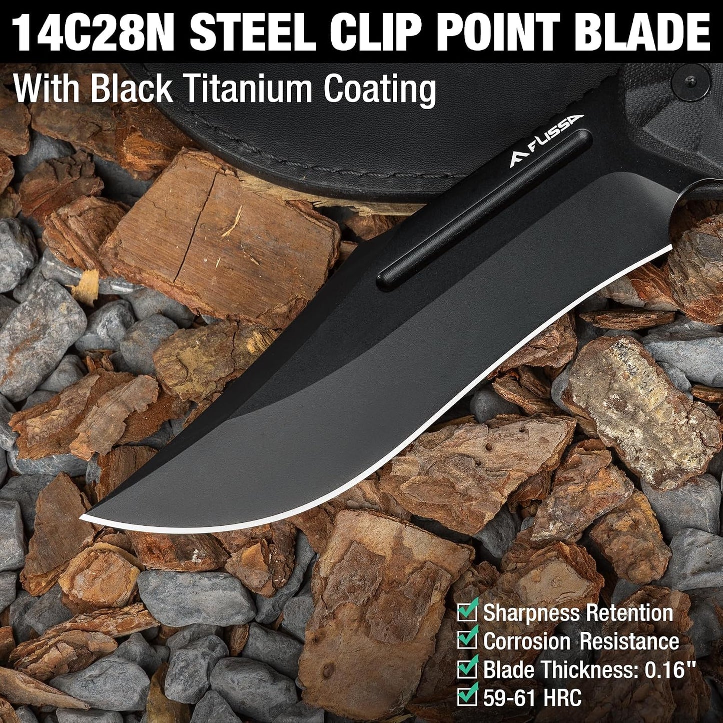 Cuchillo Bowie 12.2pulg acero 14C28N mango G10 senderismo