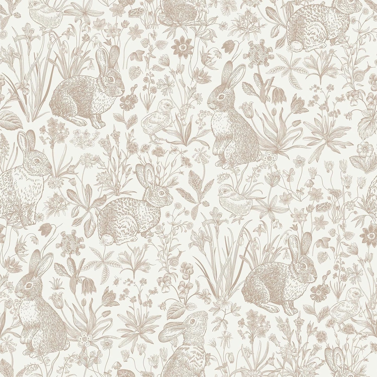 Papel tapiz vintage conejo crema despegar y pegar
