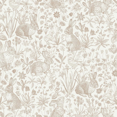 Papel tapiz vintage conejo crema despegar y pegar