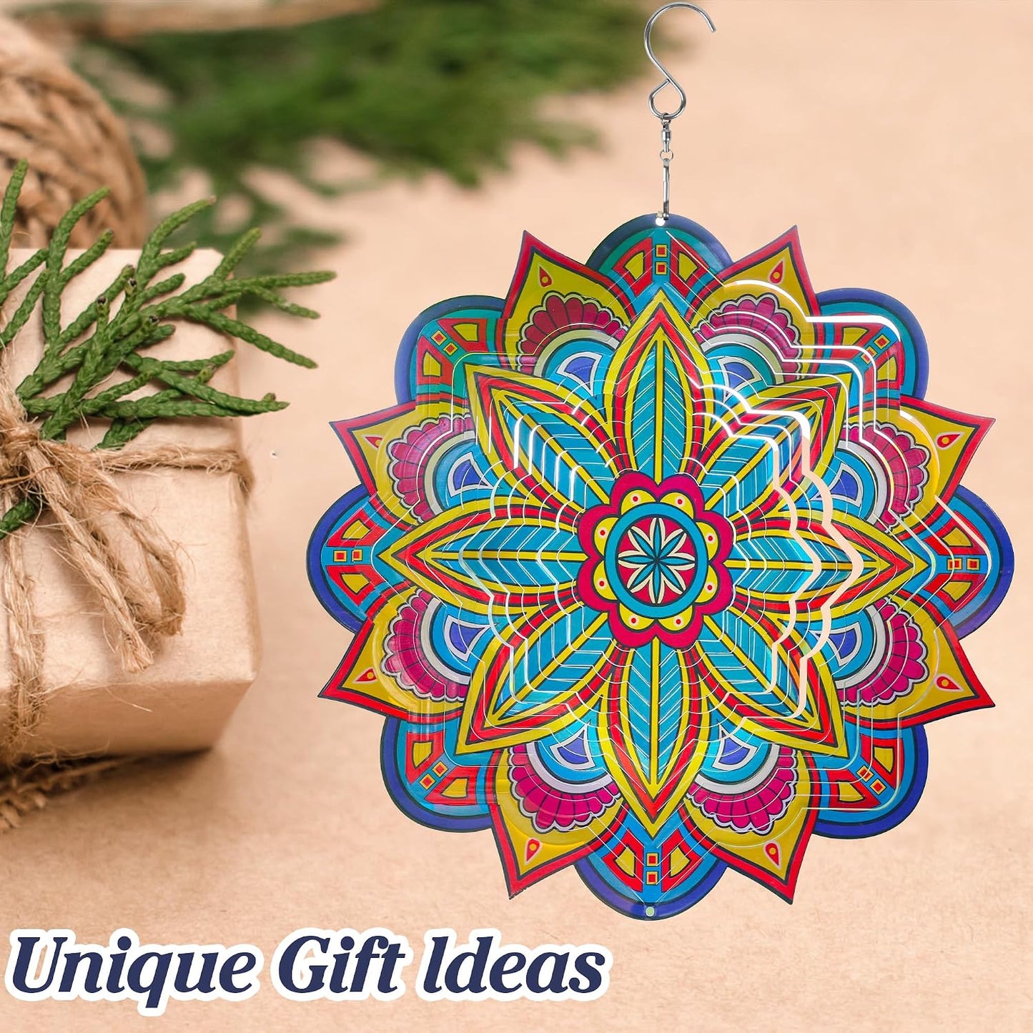 Molinillos viento mandala acero inox 12pulg para jardín