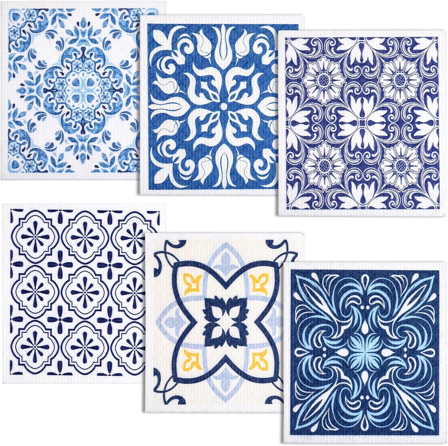 Paquete de 6 paños de cocina suecos reutilizables absorbentes