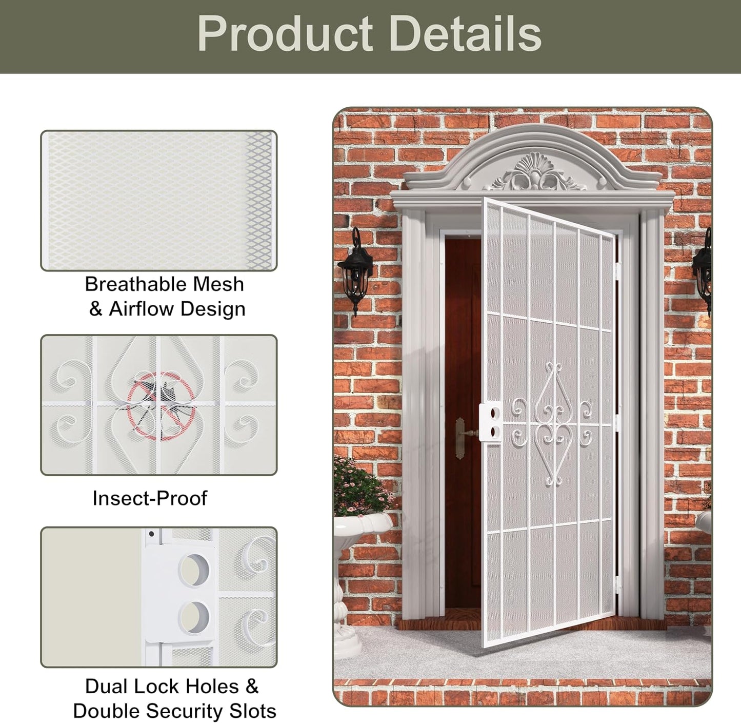 Puerta seguridad acero 36x80pulg pantalla metal expandido