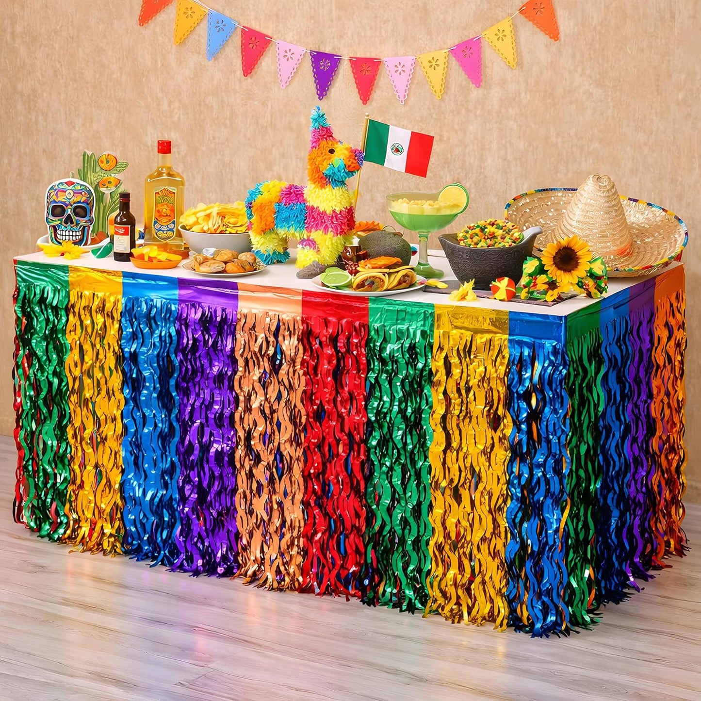 2 Faldas Mesa Decoración Cinco de Mayo Tacos Tema Mexicano
