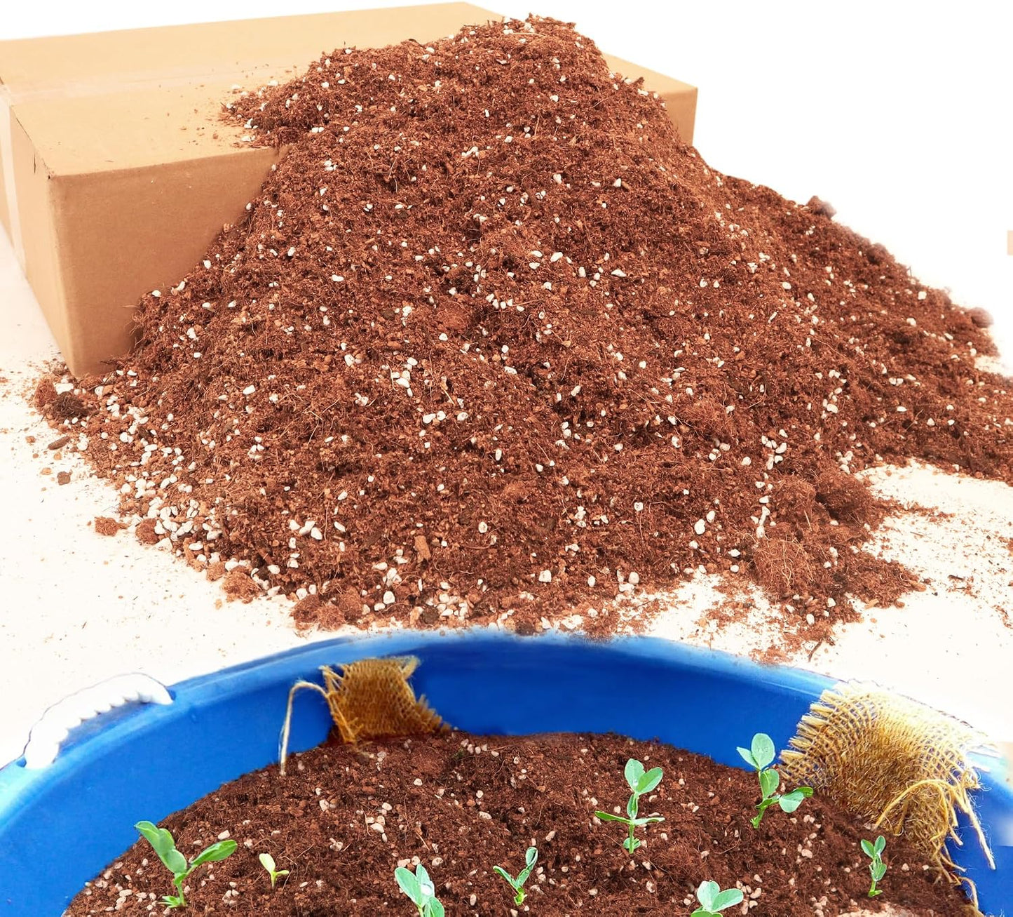 Tierra para macetas 9qt con perlita turba fibra coco y carbón