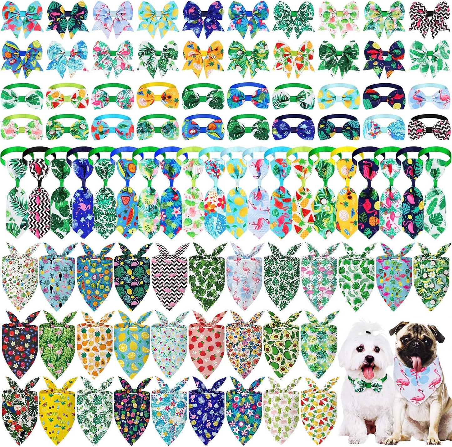 Set 120 bandanas perro verano triángulo colorido lavable