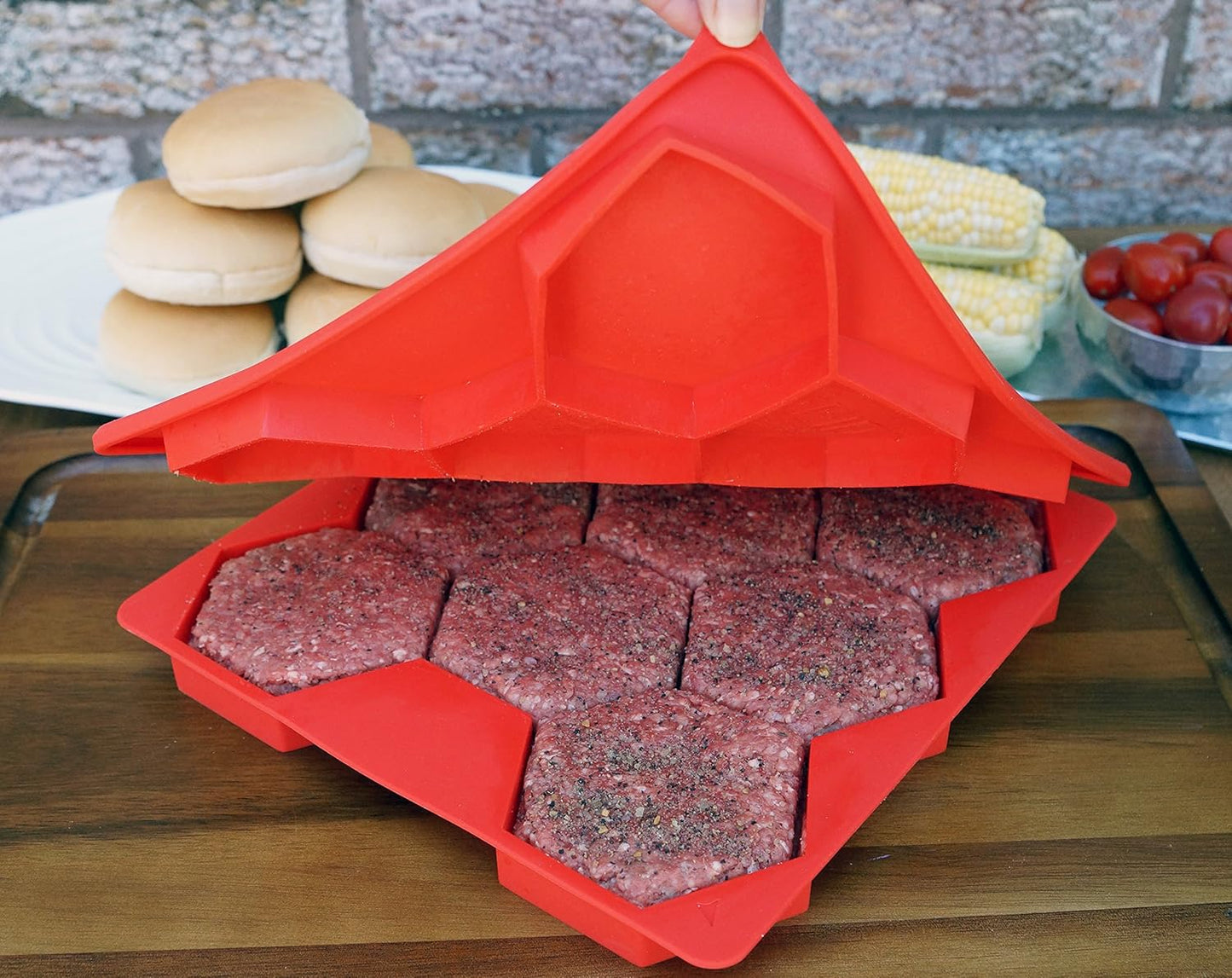 Prensa hamburguesas 8en1 con recipiente congelador 32oz