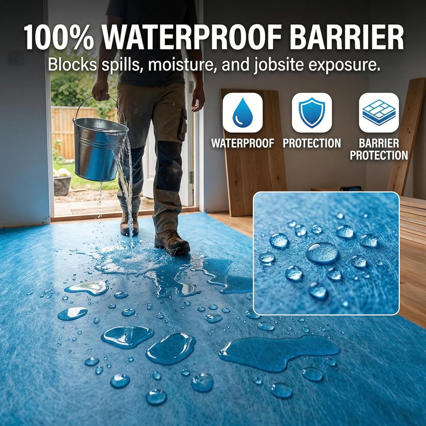 Protector suelo autoadhesivo azul 20x20pulg impermeable