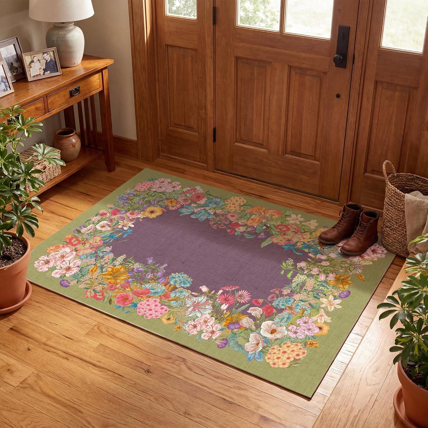Alfombra bohemia 2x3ft lavable antideslizante dormitorio sala