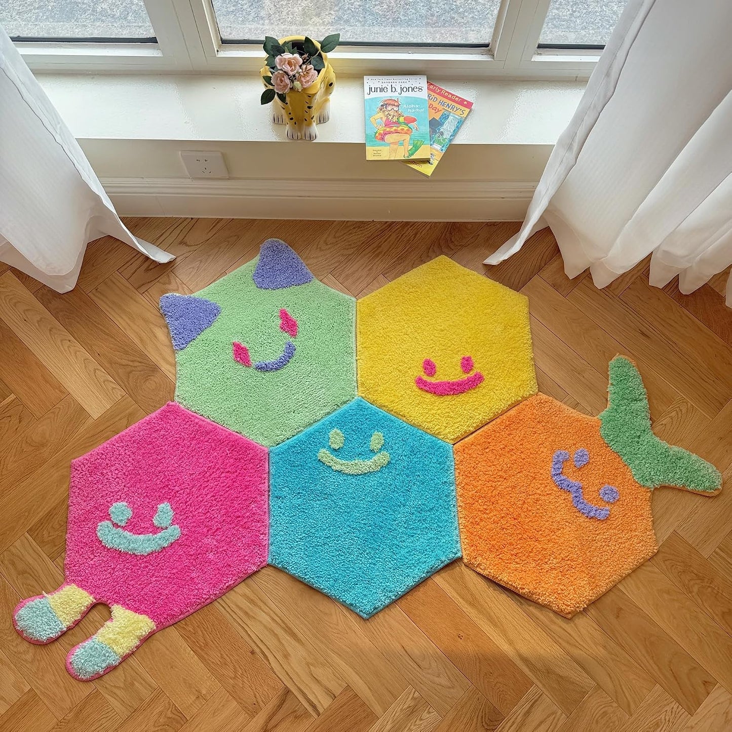 Tapete creativo lavable con respaldo antideslizante 5 azulejos