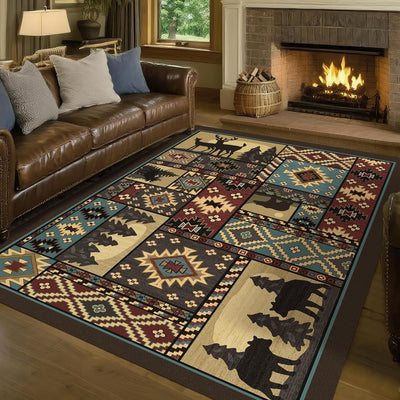Tapete rustic bear western decor 9x12pulg para sala dormitorio